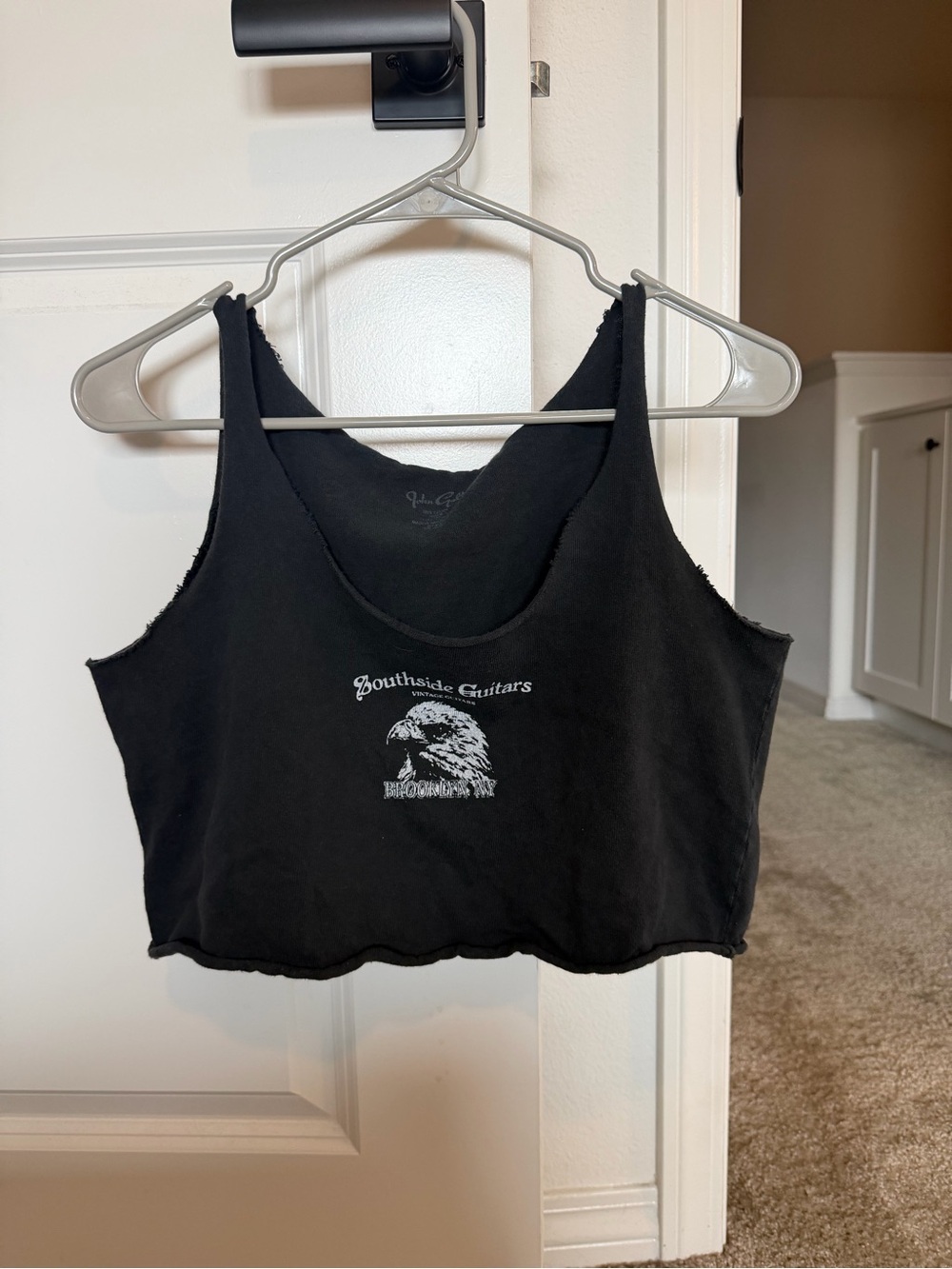 Brandy Melville Black Cropped Tank with Eagle Graphic